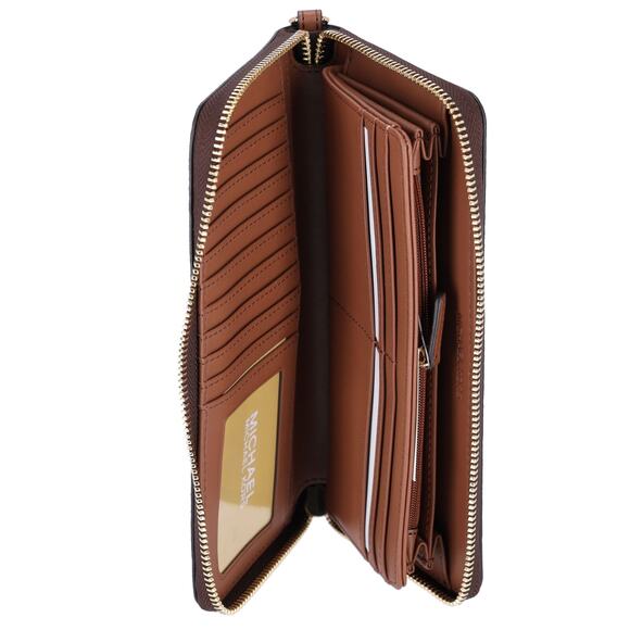 Michael Kors Jet Set Large Continental Wristlet Wallet Center Stripe MK Brown - Picture 3 of 3